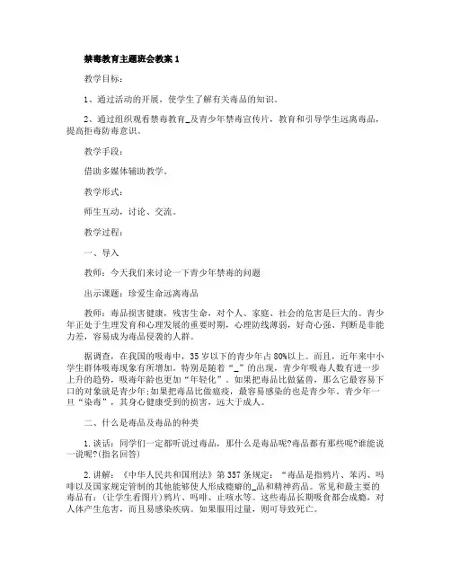 禁毒教育主题班会教案