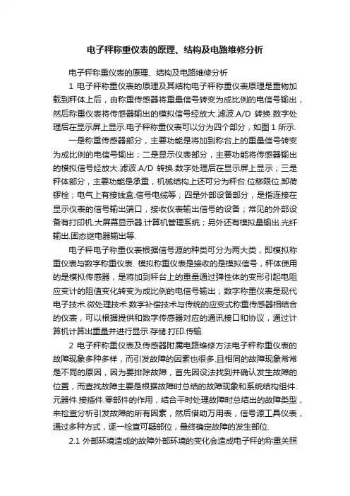 电子秤称重仪表的原理、结构及电路维修分析