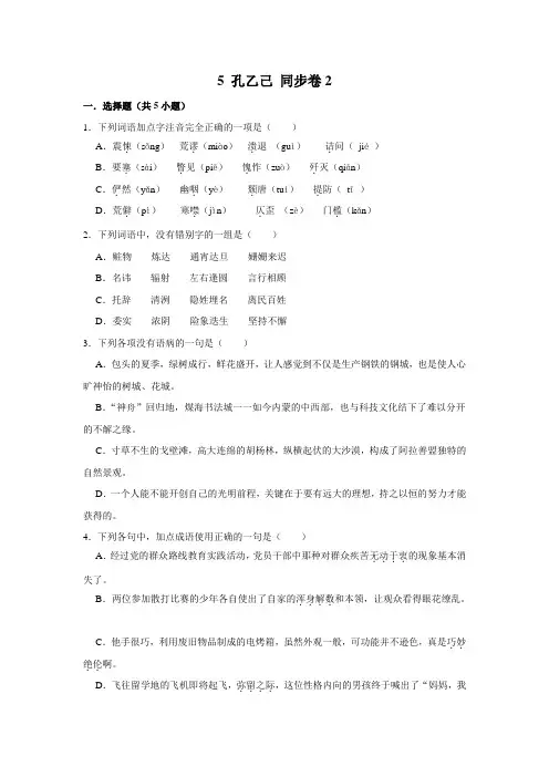 部编版语文九年级下册 5 孔乙己