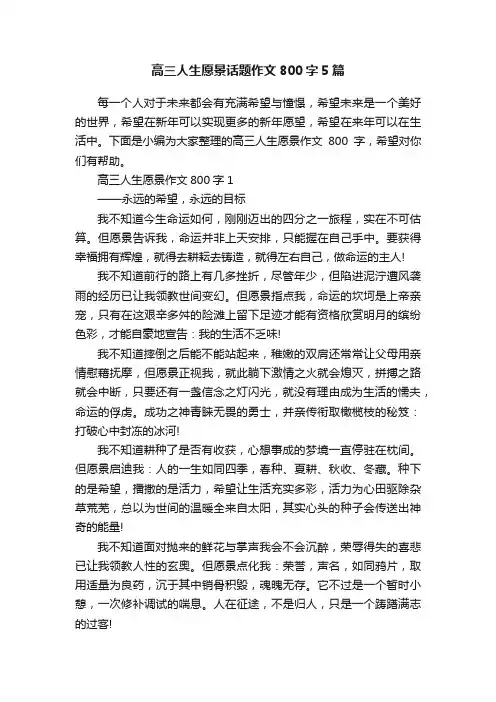 高三人生愿景话题作文800字5篇