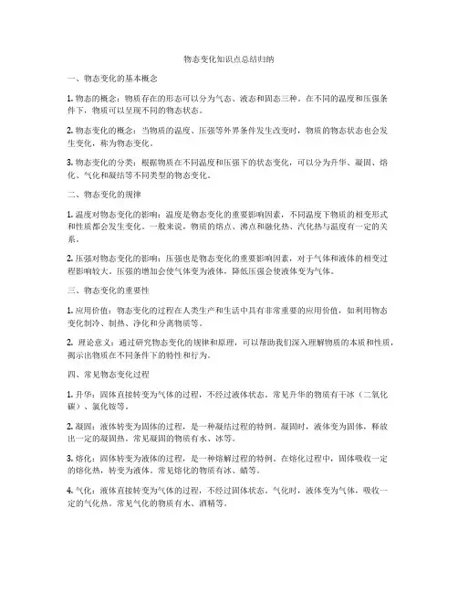 物态变化知识点总结归纳