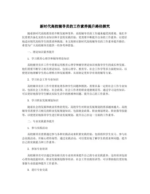 新时代高校辅导员的工作素养提升路径探究