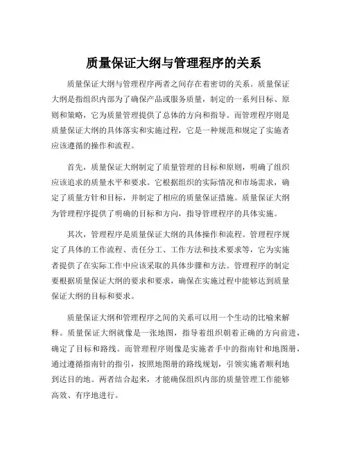 质量保证大纲与管理程序的关系