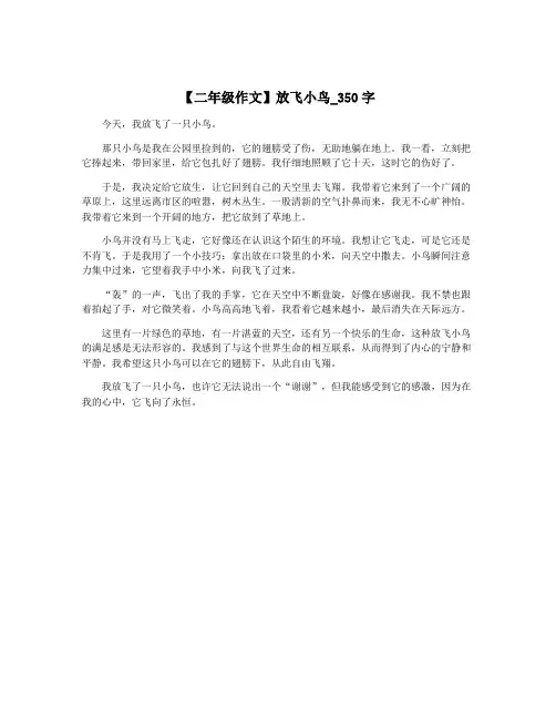 【二年级作文】放飞小鸟_350字