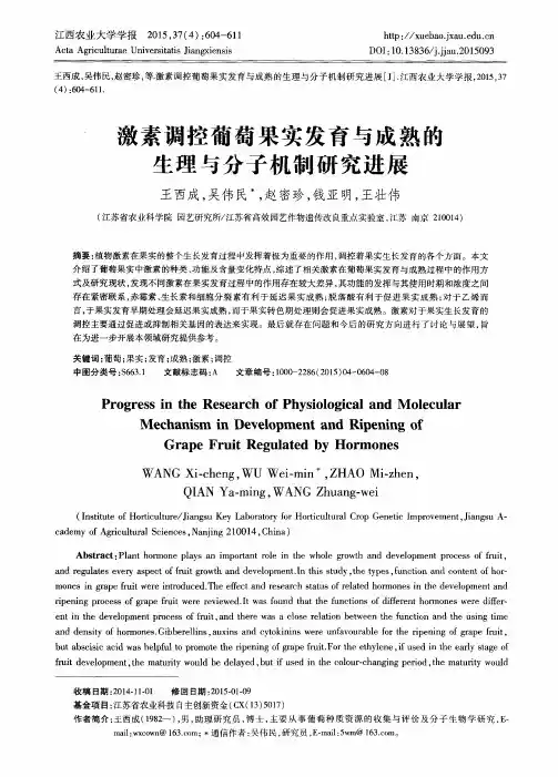 激素调控葡萄果实发育与成熟的生理与分子机制研究进展