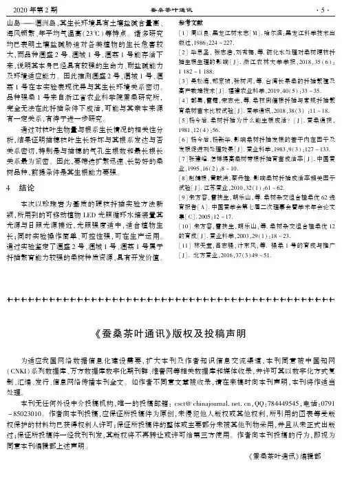 《蚕桑茶叶通讯》版权及投稿声明