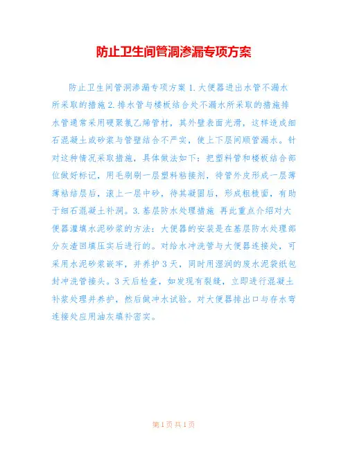 防止卫生间管洞渗漏专项方案