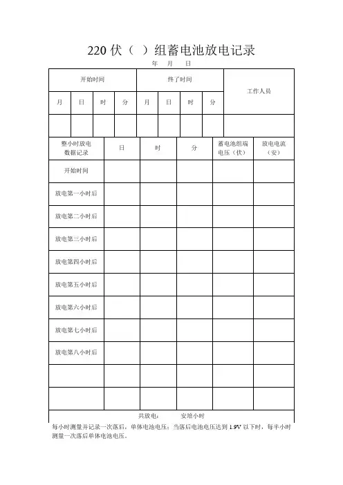 500千伏变电站蓄电池放电充电记录