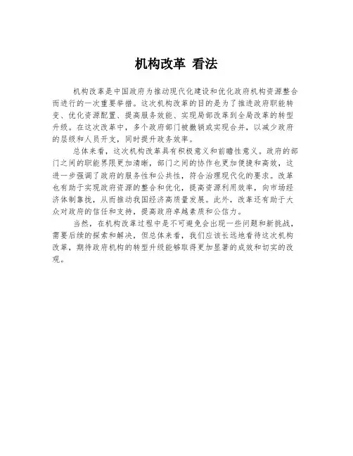机构改革 看法