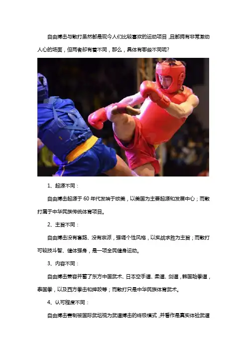 散打和自由搏击的区别