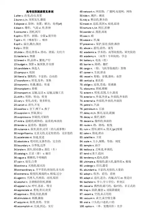 高考完形阅读常见单词汇编