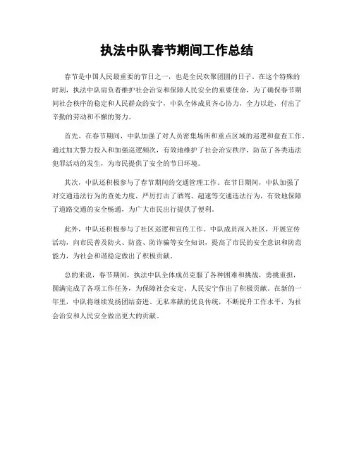 执法中队春节期间工作总结