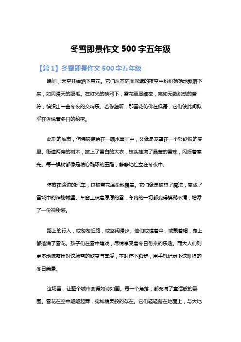 冬雪即景作文500字五年级