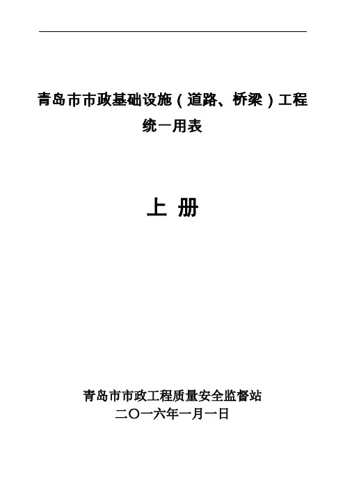 《青岛市市政基础设施(道路、桥梁)工程统一用表》(上册)课件