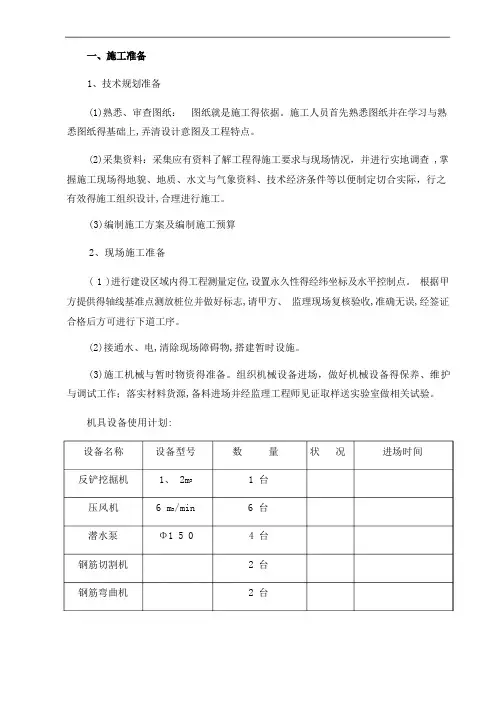 土钉墙支护施工组织设计