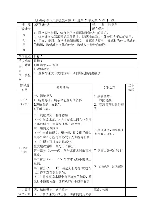 小学语文《城市的标识》课件
