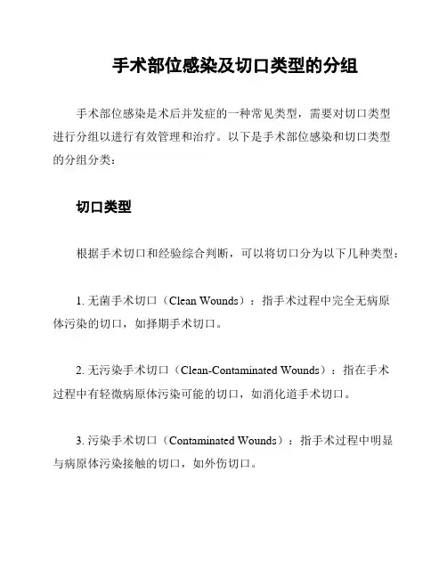 手术部位感染及切口类型的分组