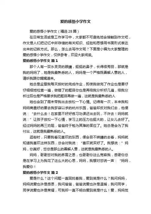 爱的感悟小学作文（精选28篇）