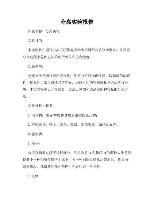 分离实验报告