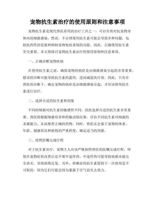 宠物抗生素治疗的使用原则和注意事项