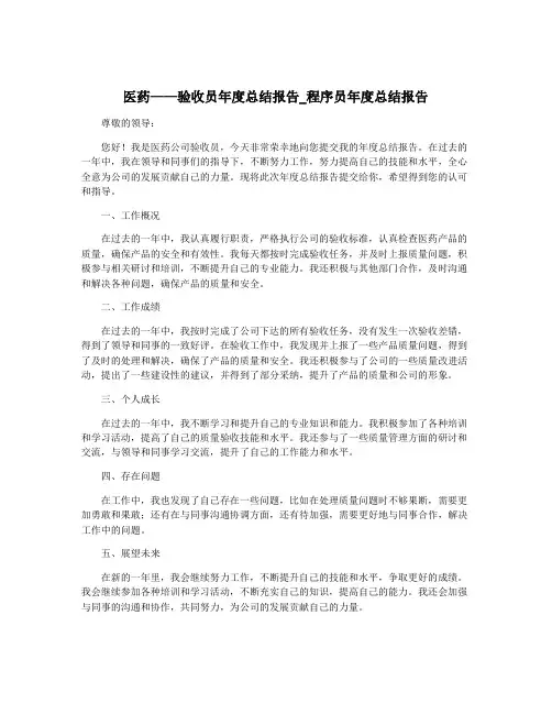 医药——验收员年度总结报告_程序员年度总结报告