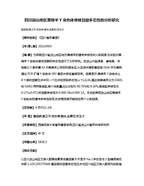四川凉山地区黑绵羊Y染色体单核苷酸多态性的分析研究
