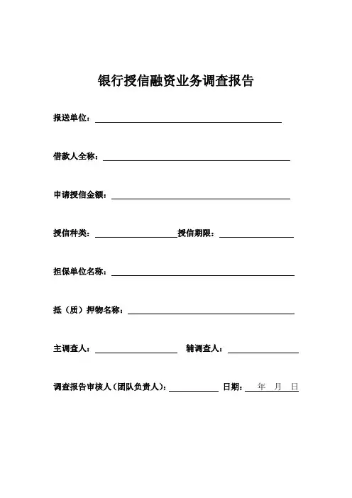 银行授信融资业务调查报告