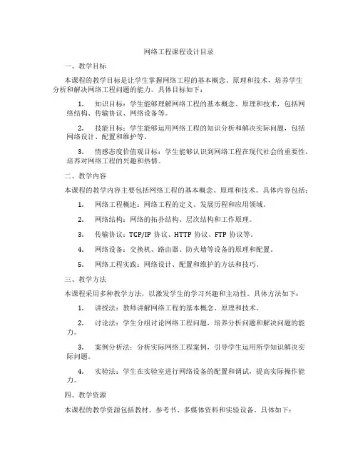 网络工程课程设计目录