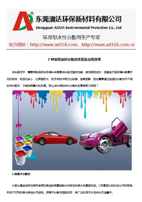 7种常用涂料分散剂类型及应用效果