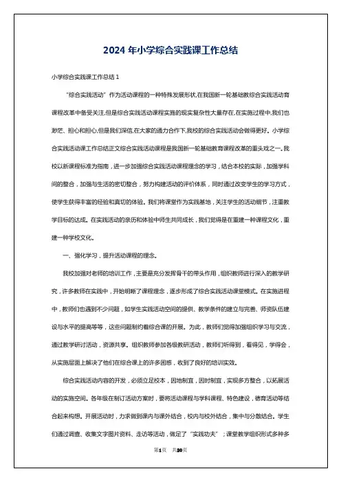 2024年小学综合实践课工作总结
