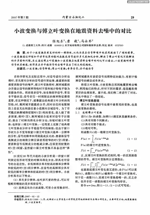 小波变换与傅立叶变换在地震资料去噪中的对比