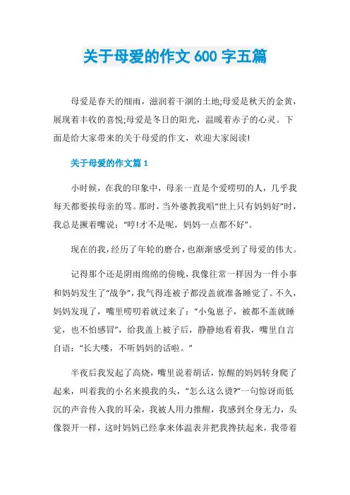 关于母爱的作文600字五篇