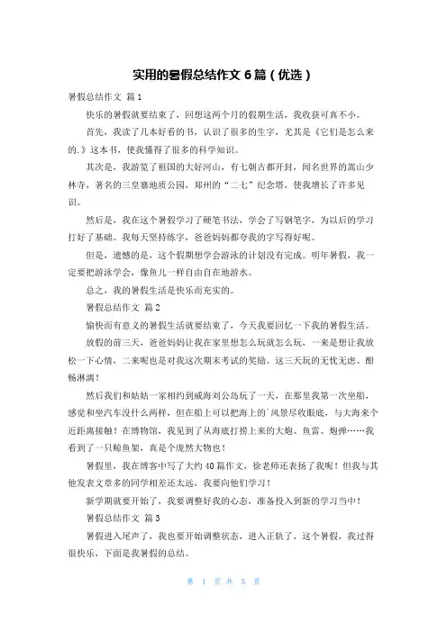 实用的暑假总结作文6篇(优选)