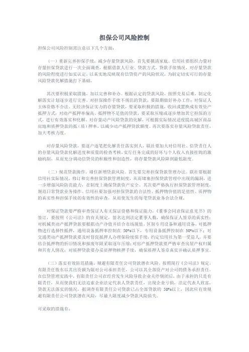 担保公司风险控制