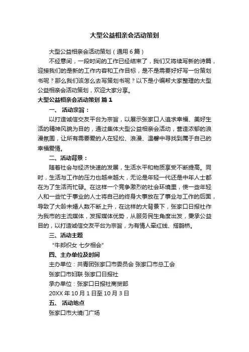 大型公益相亲会活动策划（通用6篇）