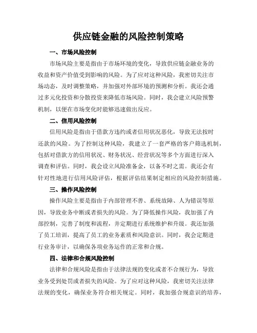 供应链金融的风险控制策略