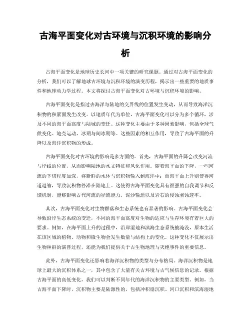 古海平面变化对古环境与沉积环境的影响分析