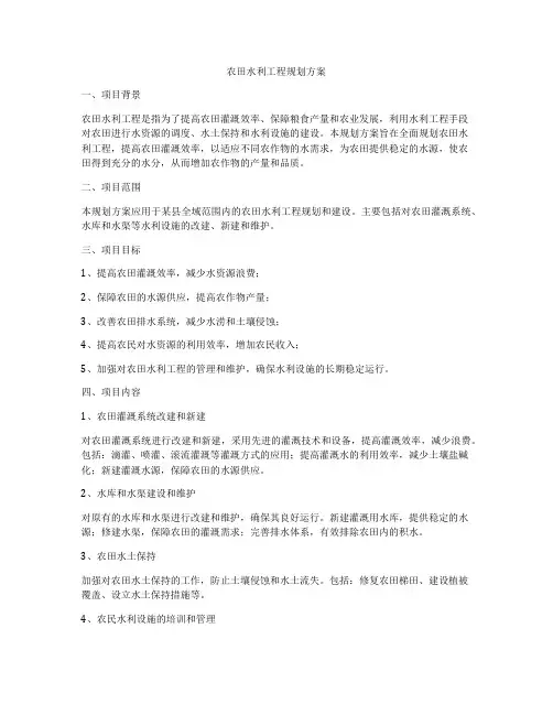 农田水利工程规划方案