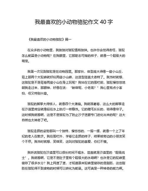 我最喜欢的小动物骆驼作文40字