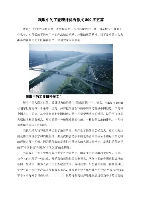 我眼中的工匠精神优秀作文800字五篇