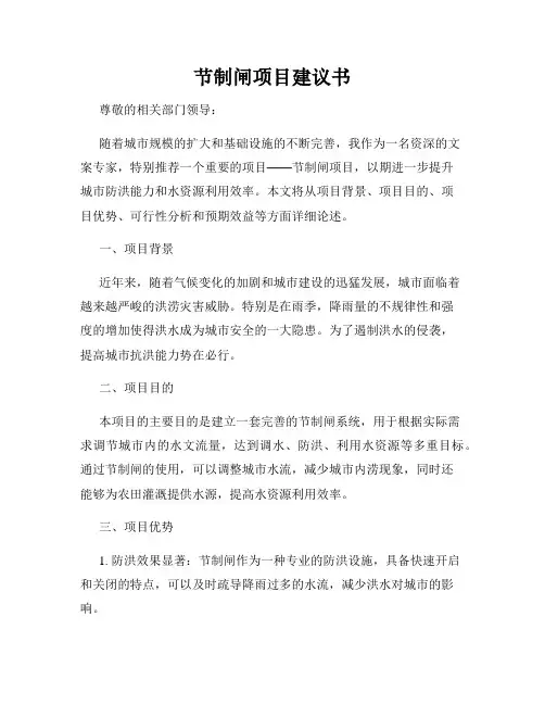 节制闸项目建议书