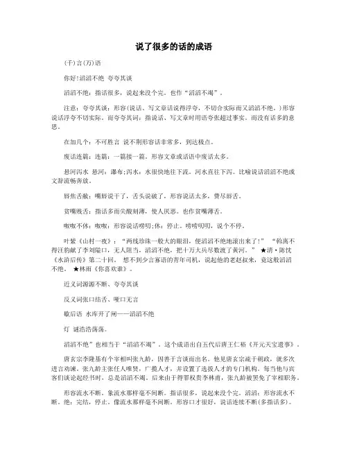 说了很多的话的成语