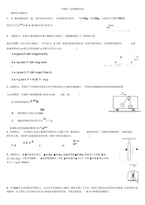 牛顿第二定律典型题型分类