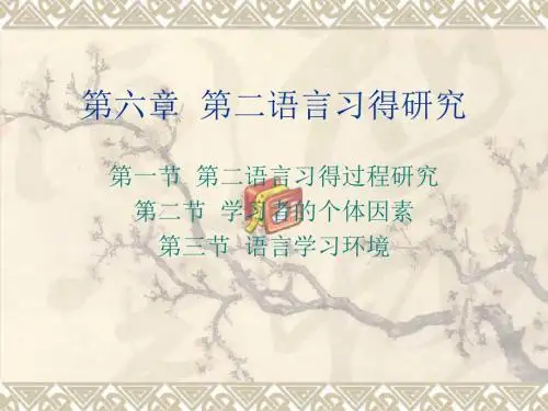 对外汉语教学概论-习得篇3第六章第二语言习