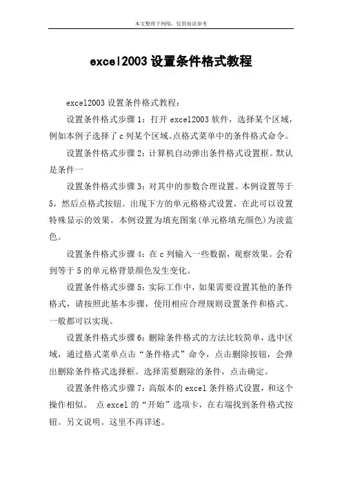 excel2003设置条件格式教程