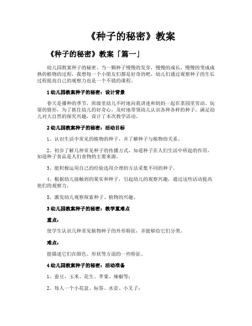 《种子的秘密》教案