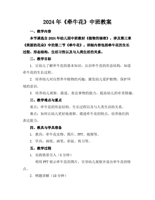 2024年《牵牛花》中班教案