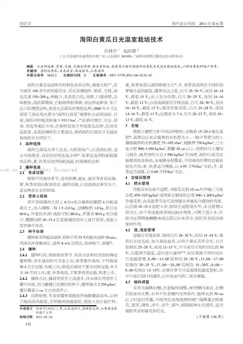 海阳白黄瓜日光温室栽培技术