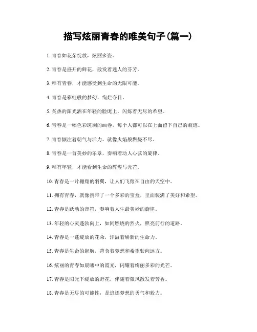 描写炫丽青春的唯美句子(精选两篇)