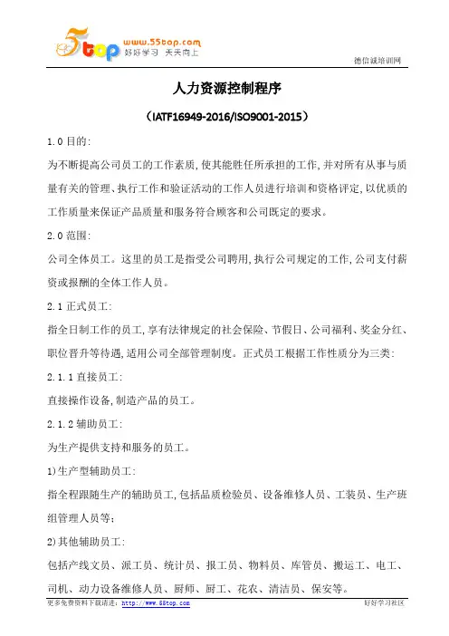 人力资源控制程序(含表格)